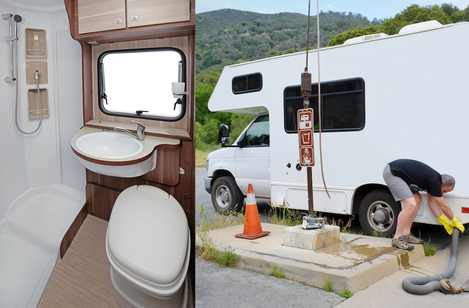 Portable RV/camper toilet and holding tank setup in Uniontown, Pennsylvania