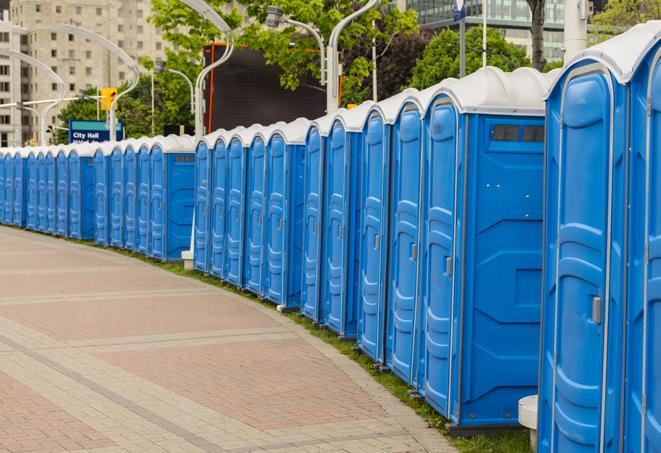 Seasonal porta potty units set up at a Uniontown, Pennsylvania venue